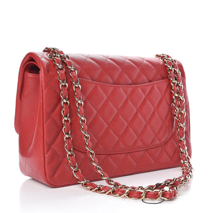 Chanel Caviar Quilted Jumbo Double Flap Red 3 of 11