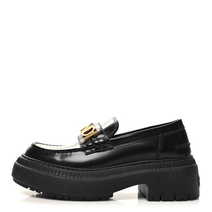Fendi Vitello Abrasivato Fendigraphy 50mm Loafers 37 Black 1 of 9