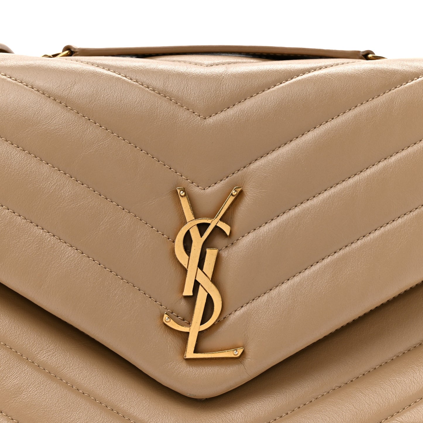 Calfskin Y Quilted Monogram Medium Loulou Chain Satchel Dark Beige