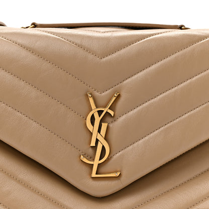 Saint Laurent Calfskin Y Quilted Monogram Medium Loulou Chain Satchel Dark Beige 9 of 12