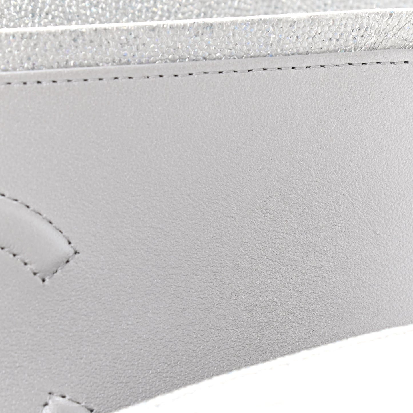 Glittered Metallic Caviar Quilted Medium Double Flap Silver