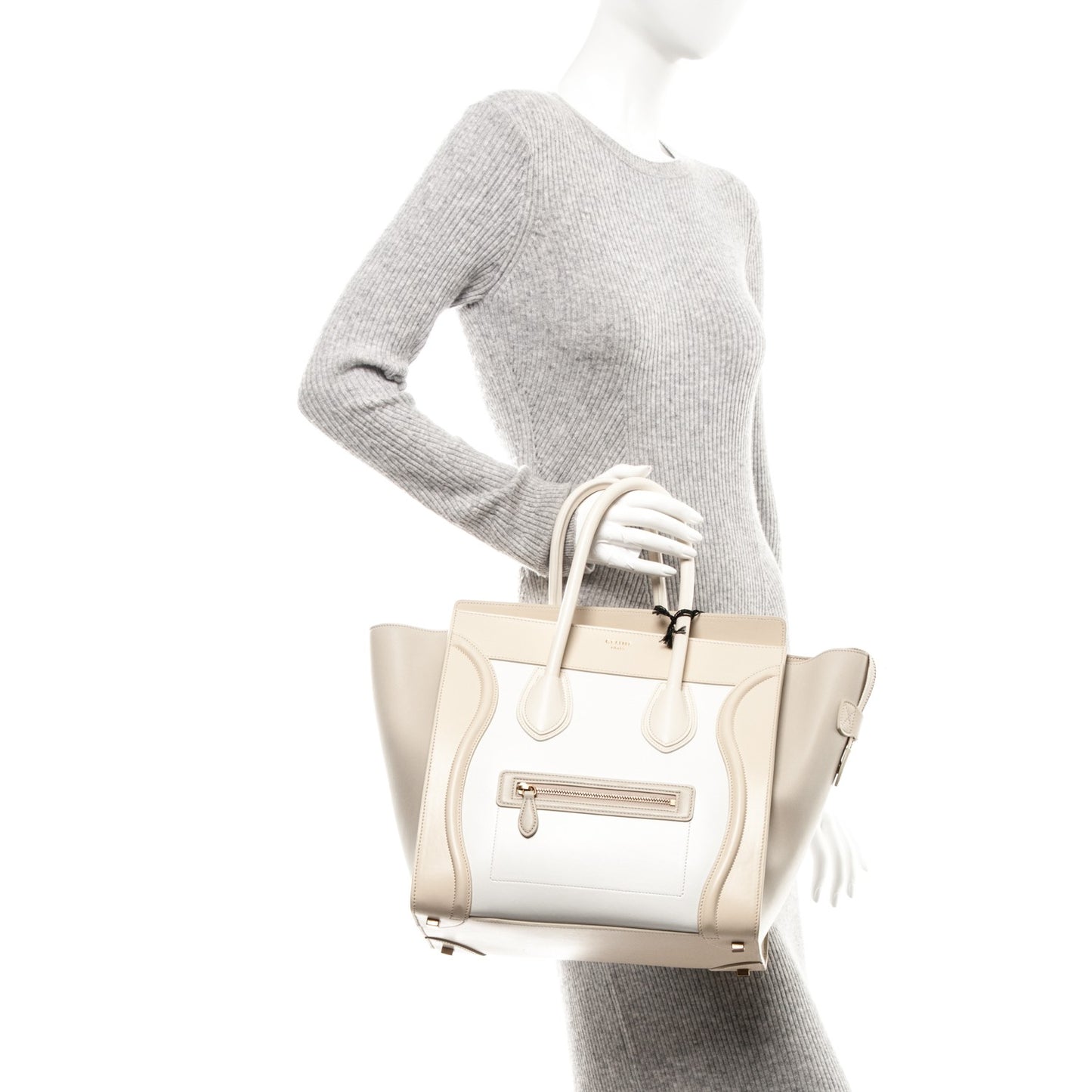 Smooth Calfskin Mini Tri-Color Luggage White