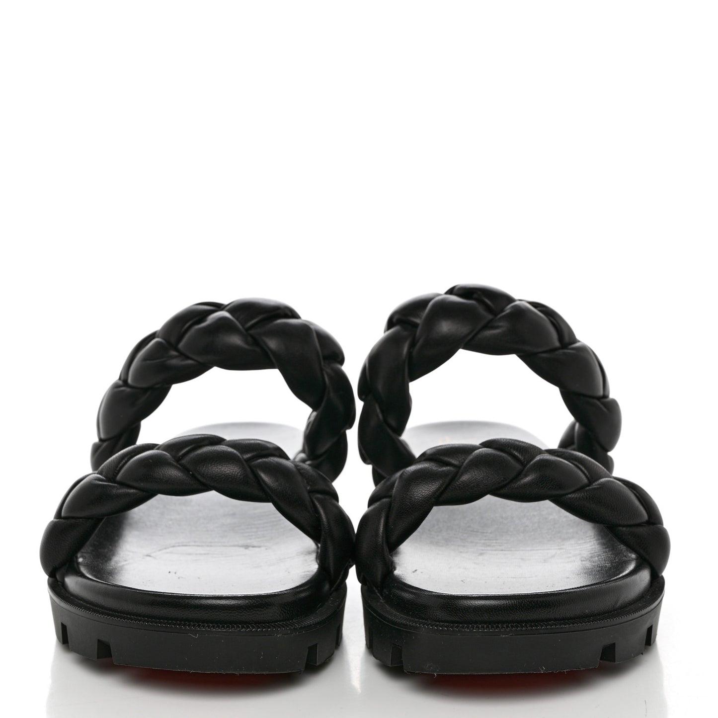 Calfskin Braided Just Brio Slide Sandals 39.5 Black