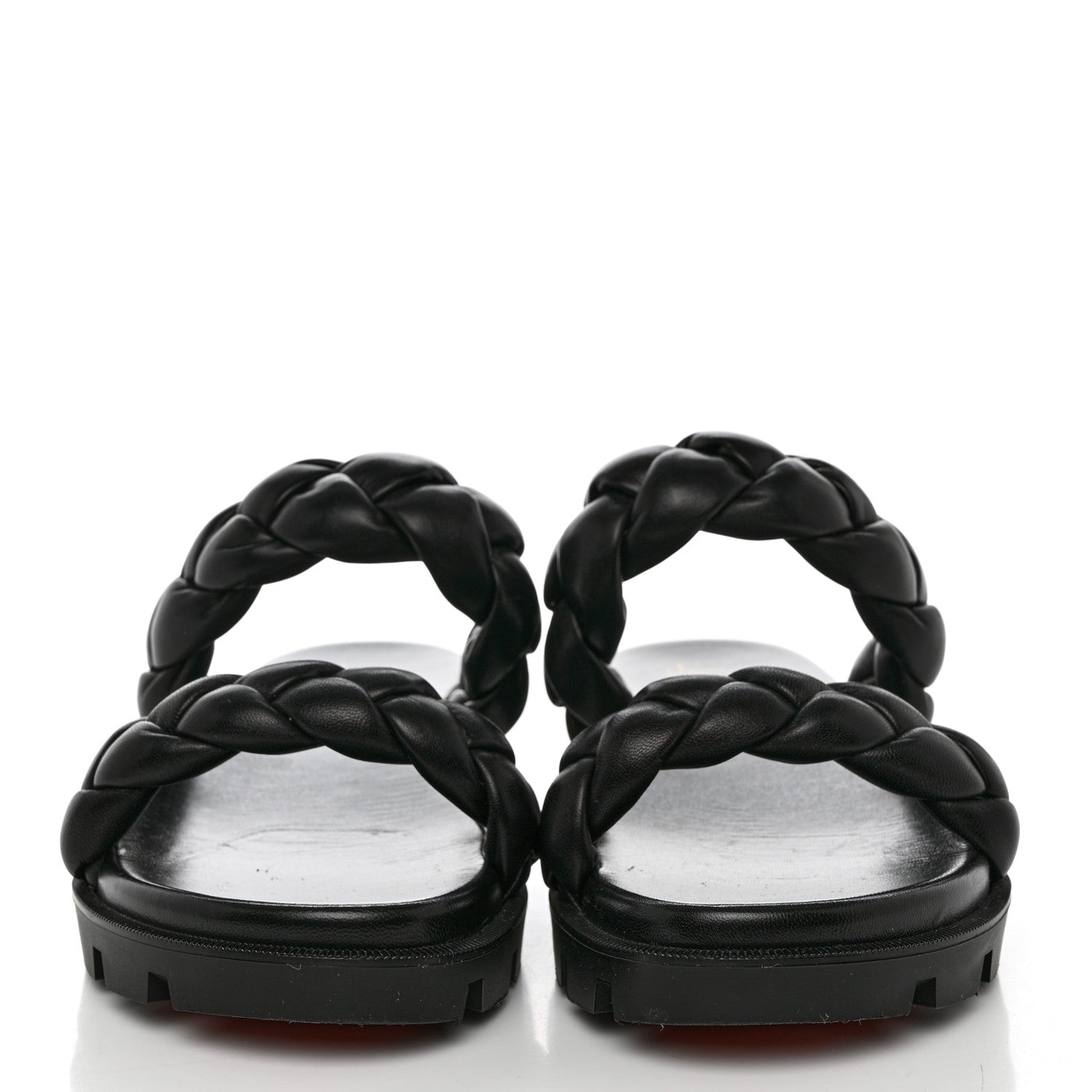 Christian Louboutin Calfskin Braided Just Brio Slide Sandals 39.5 Black 2 of 8
