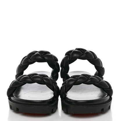 Christian Louboutin Calfskin Braided Just Brio Slide Sandals 39.5 Black 2 of 8