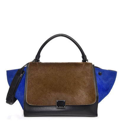 Celine Pony Hair Smooth Calfskin Tri-color Medium Trapeze Cobalt 1 of 9