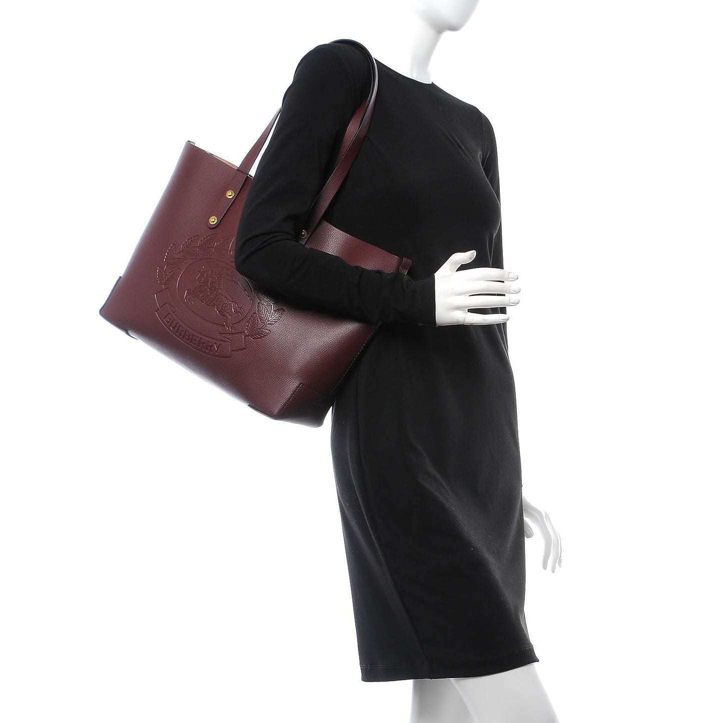 Calfskin Crest Embossed Small Tote Burgundy