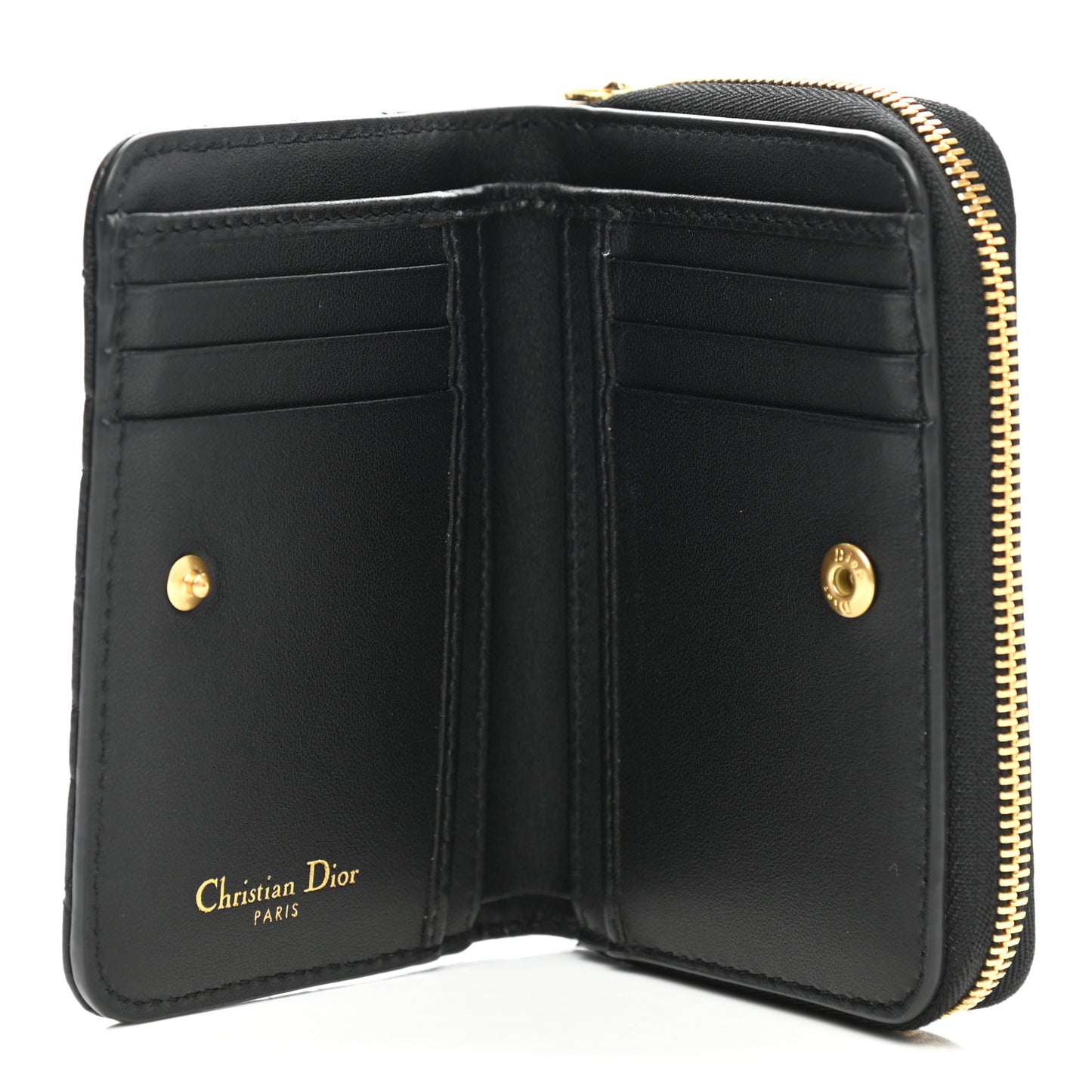 Grained Calfskin Supple Cannage Caro Scarlet Zipped Wallet Black