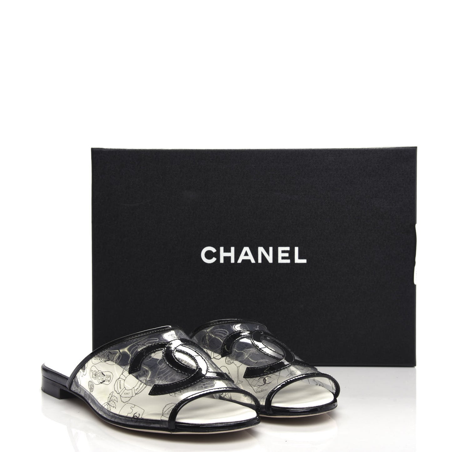 Patent PVC CC Sandal Mule 39 Black