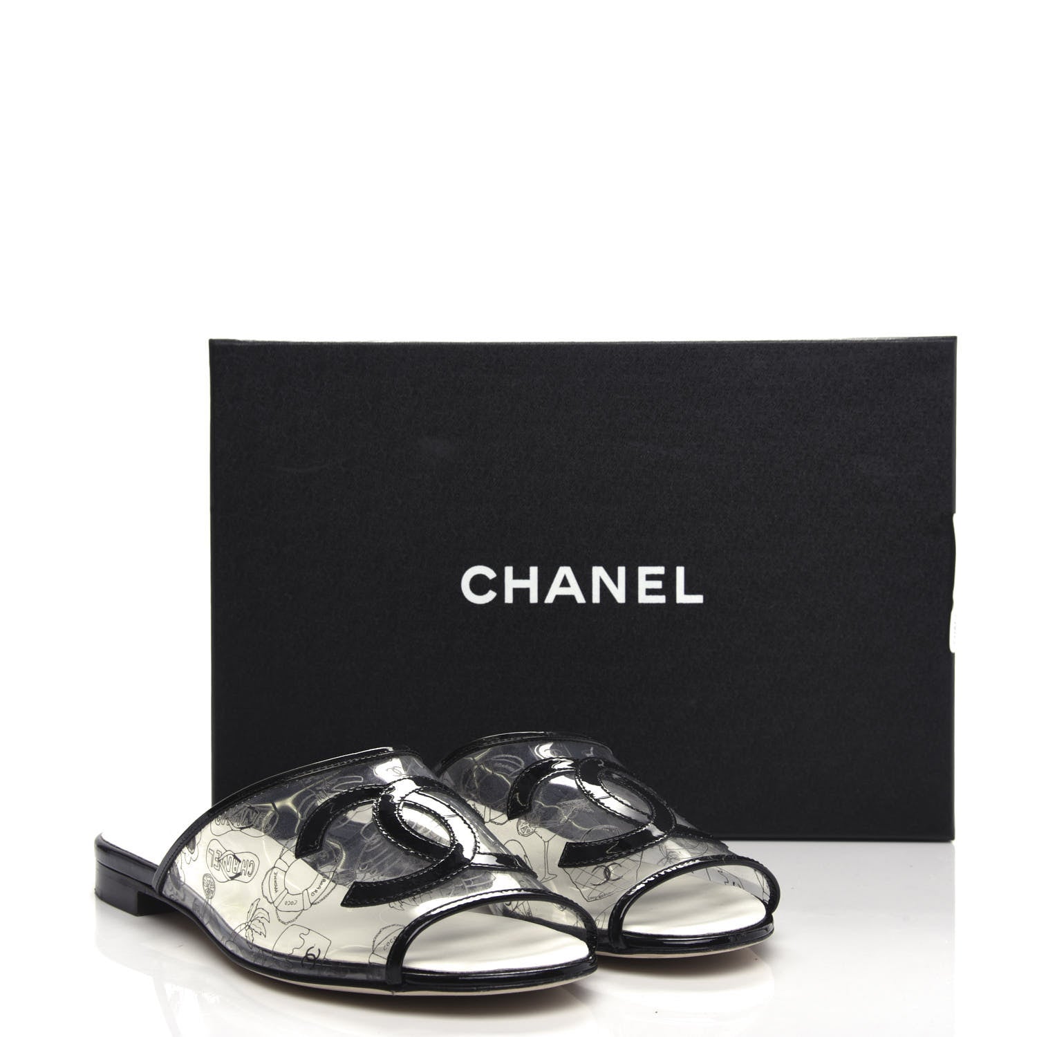 Chanel Patent PVC CC Sandal Mule 39 Black 10 of 10