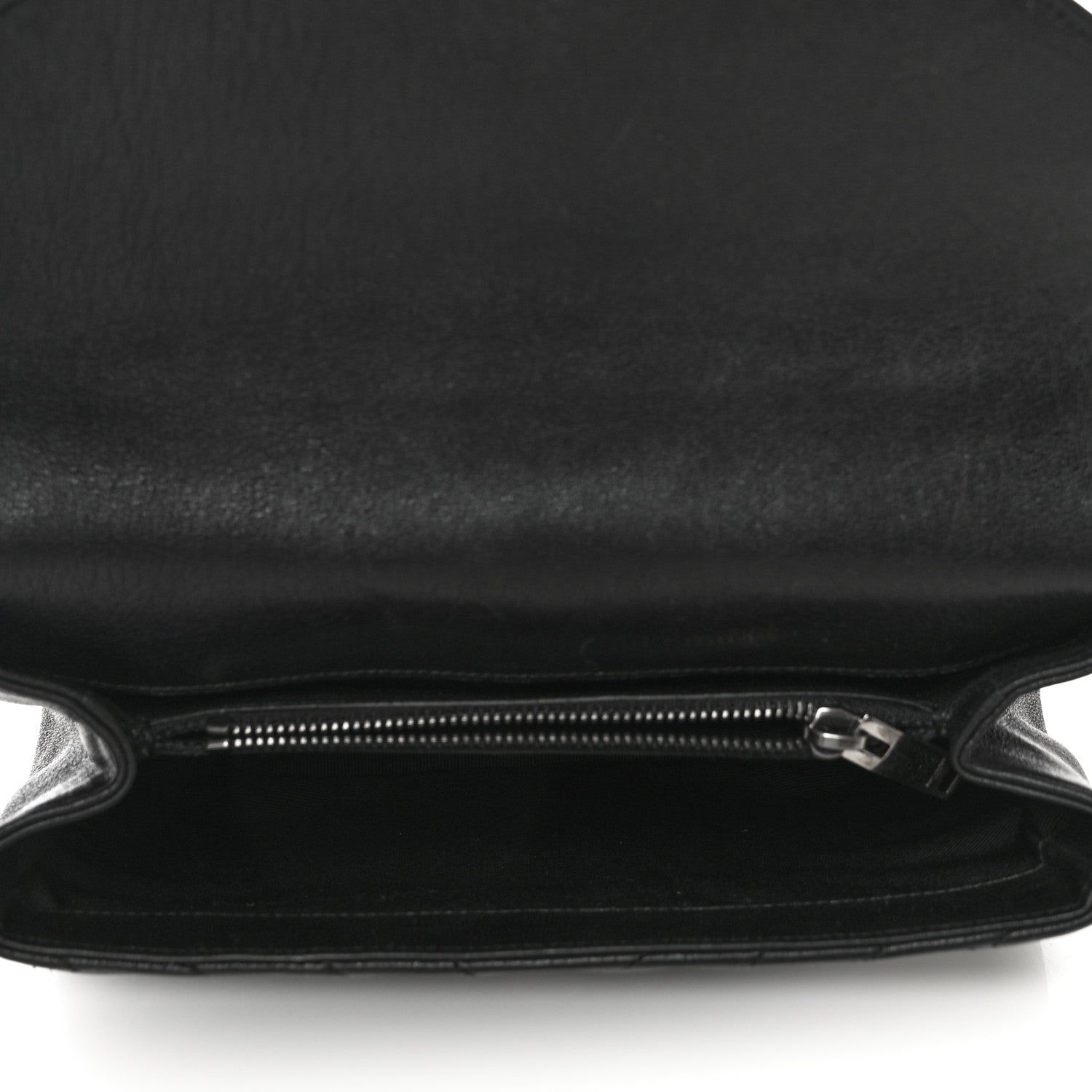 Saint Laurent Sheepskin Matelasse Chevron Monogram Medium College Bag Black 6 of 10