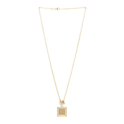 Foundrae 18K Yellow White Gold Diamond Baby Lovestruck Engraveable Square Pendant Small Belcher Chain Necklace 3 of 6