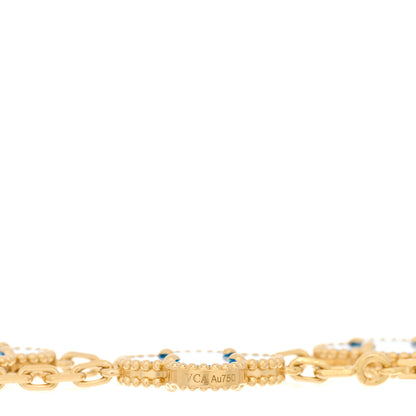 Van Cleef & Arpels 18K Yellow Gold Blue Agate 5 Motifs Vintage Alhambra Bracelet 3 of 4