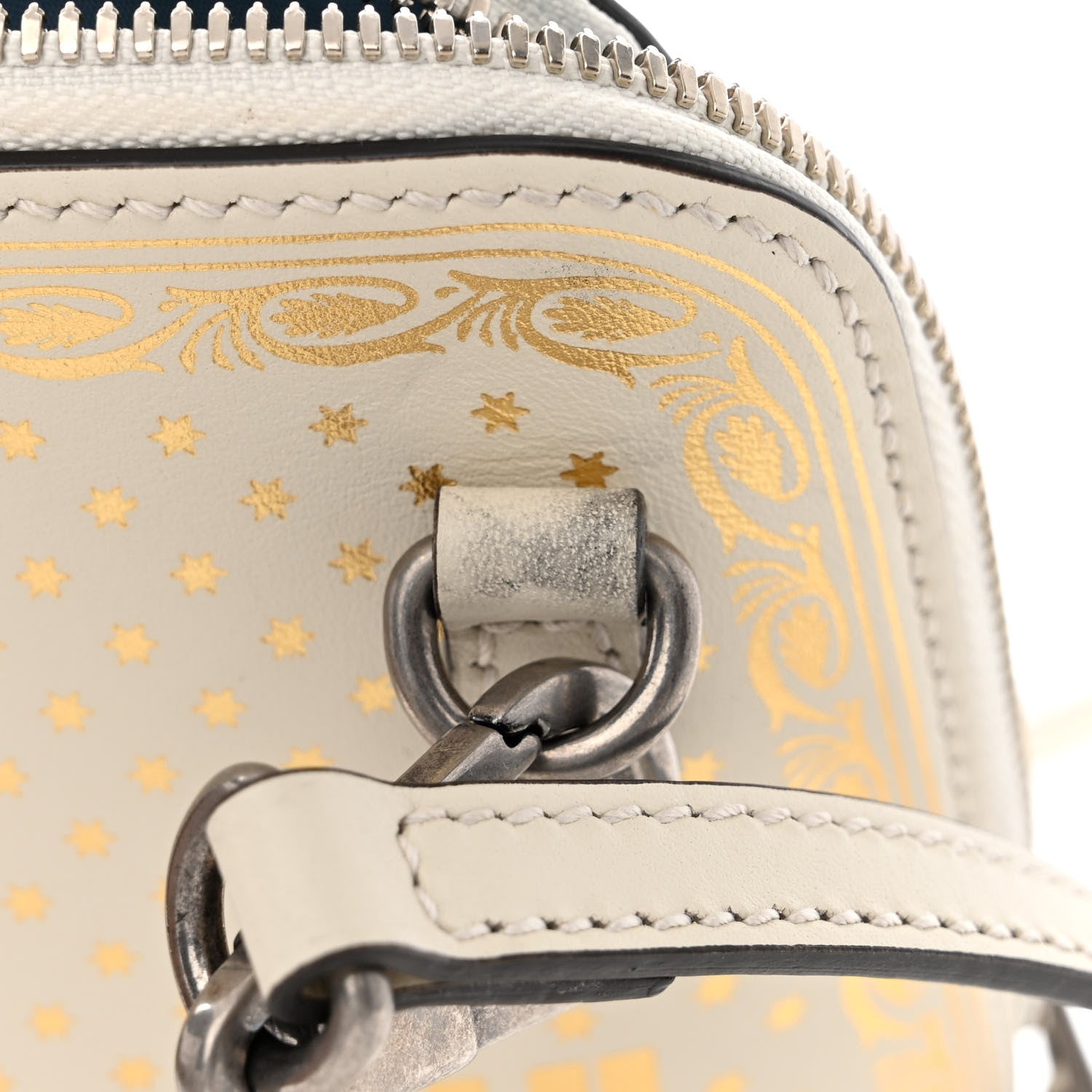 Gucci X SEGA Calfskin GUCCY Stars Mini Dome Shoulder Bag Mystic White Gold 14 of 15