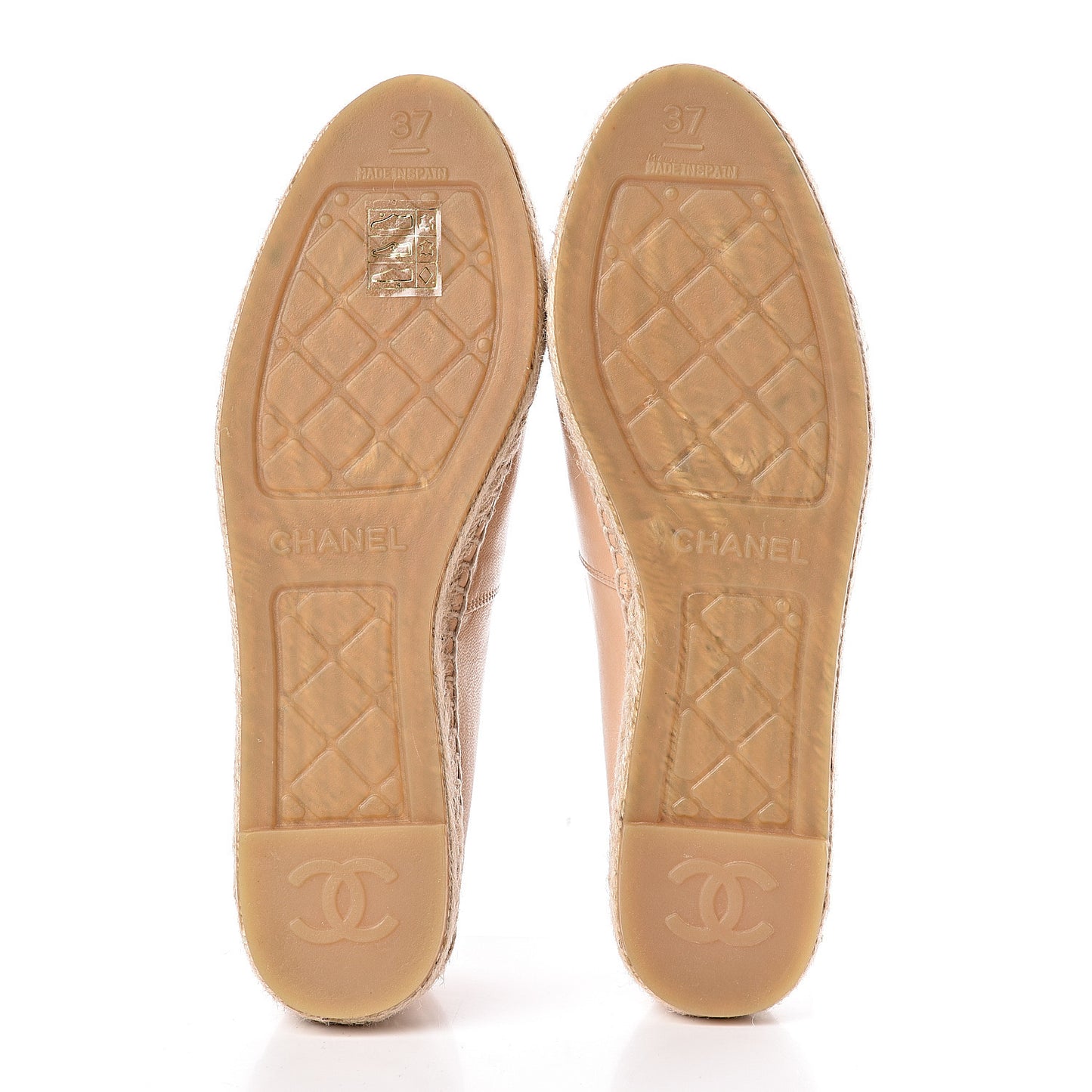 Lambskin CC Espadrilles 37 Beige Black