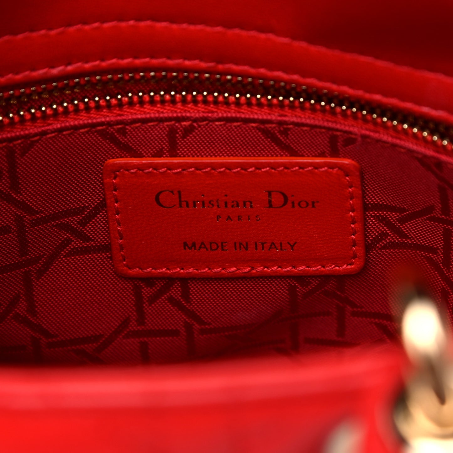 Lambskin Cannage Small Lucky Badges My Lady Dior Red
