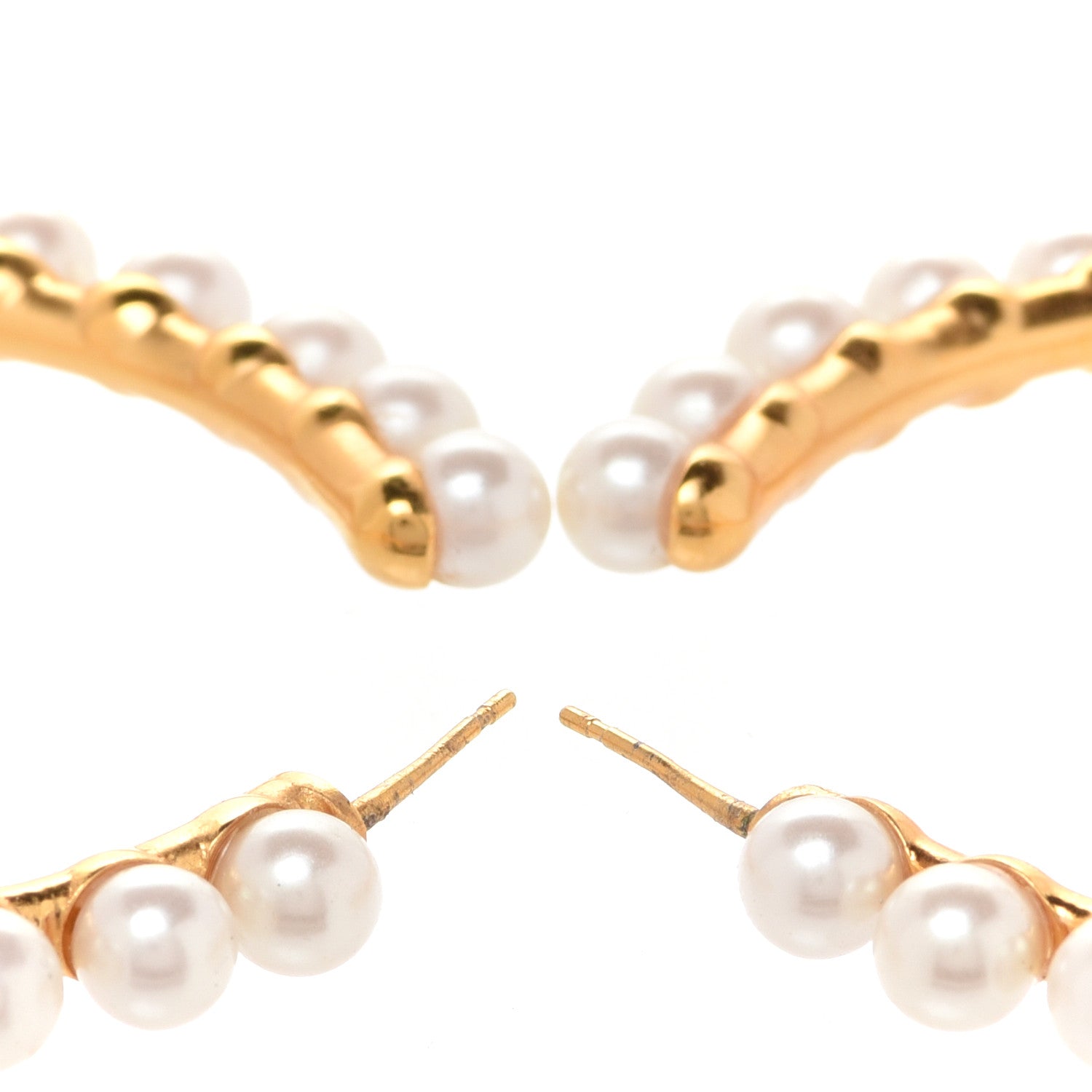 Chanel Pearl CC More Is More Hoop Earrings Gold 3 of 6