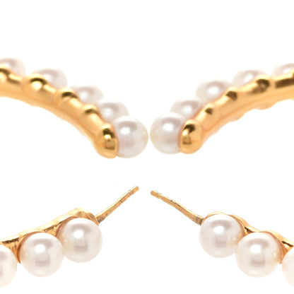 Chanel Pearl CC More Is More Hoop Earrings Gold 3 of 6