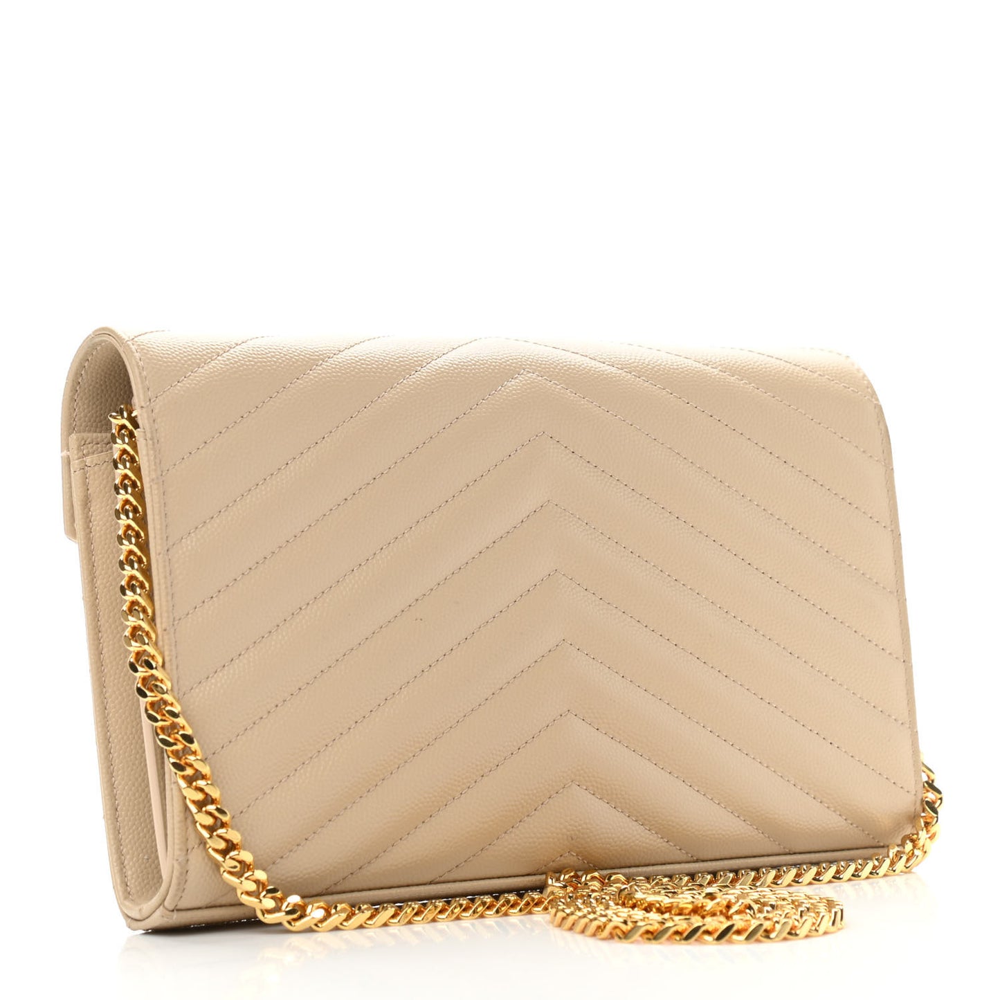 Grain De Poudre Matelasse Chevron Cassandre Chain Wallet Deep Beige