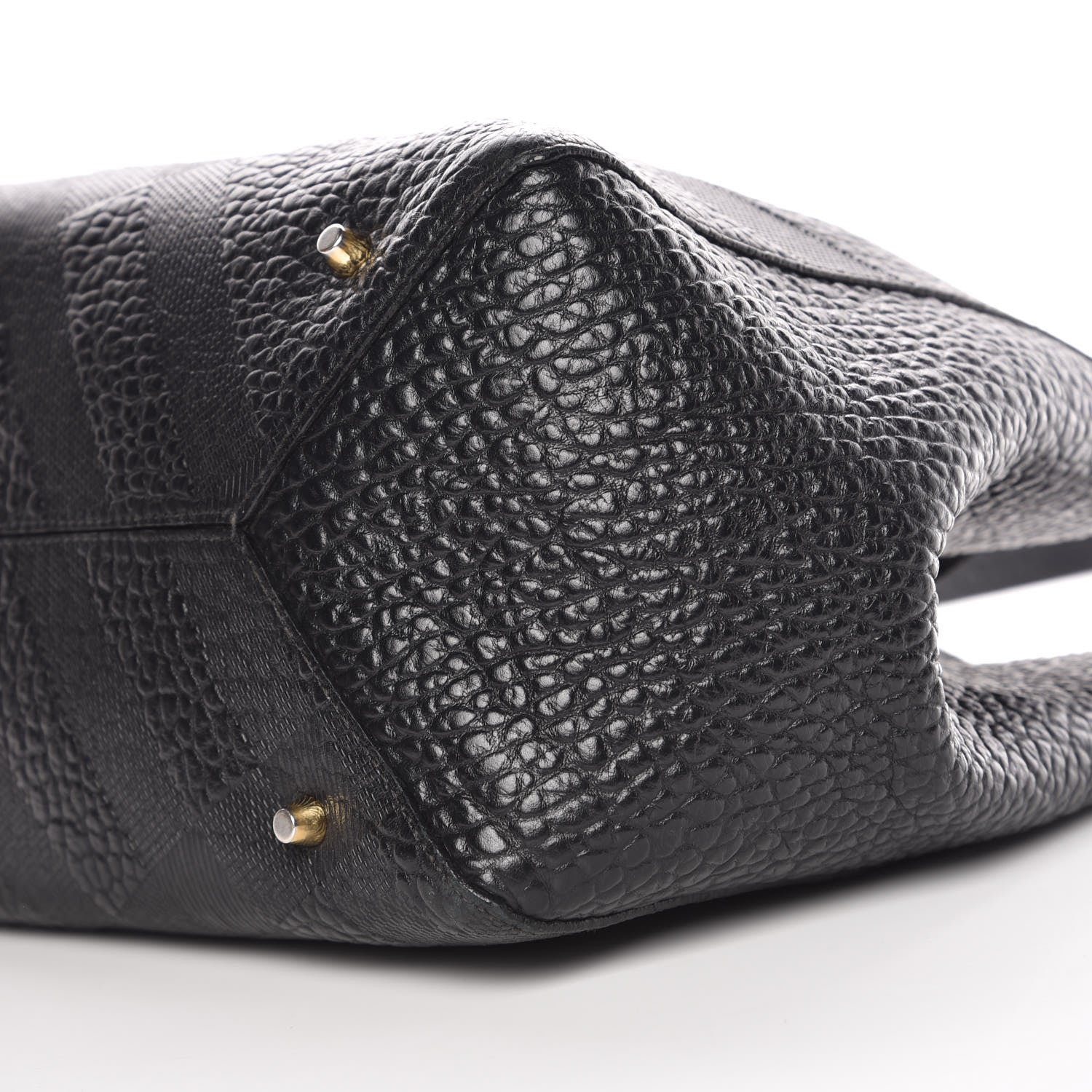Burberry Signature Grain Calfskin Check Embossed Small Canterbury Tote Black 9 of 11
