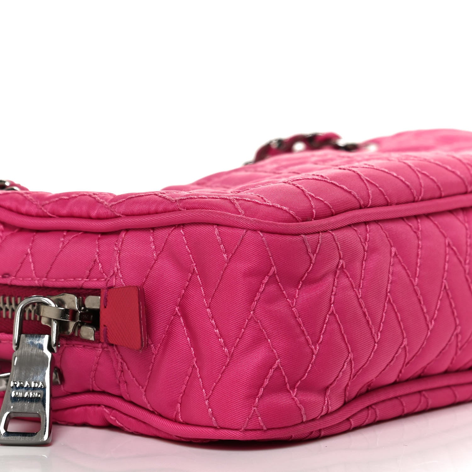Prada Nylon Tessuto Impuntu Quilted Shoulder Bag Fuxia 10 of 13