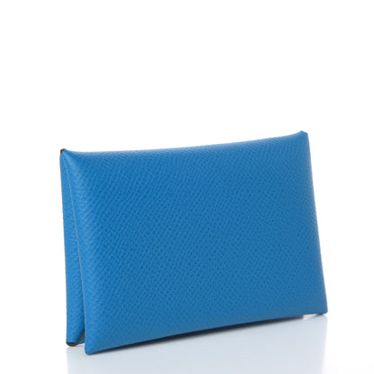 Hermes Epsom Calvi Card Case Bleu Zanzibar 3 of 8