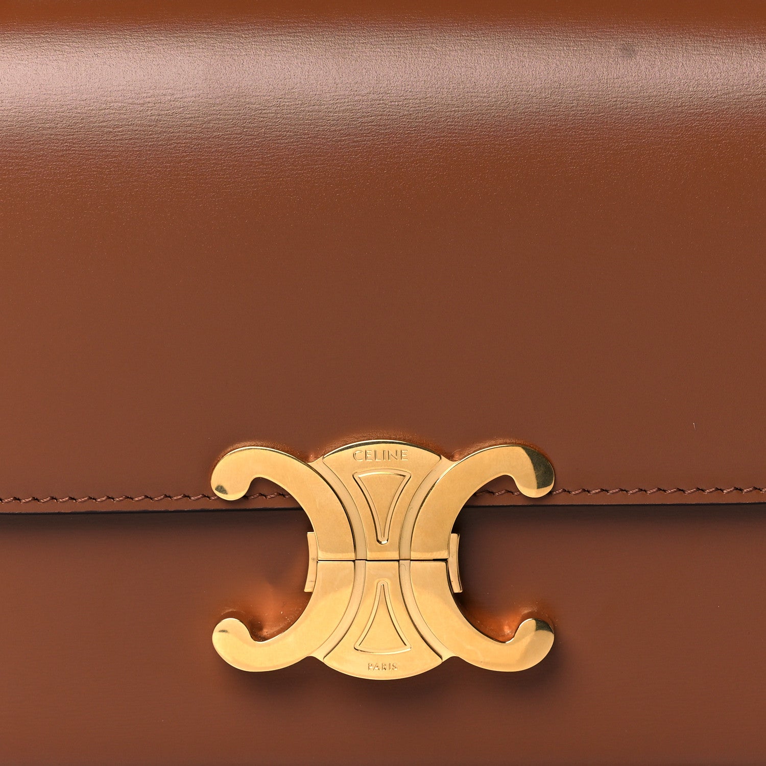 Celine Shiny Calfskin Teen Triomphe Tan 7 of 9