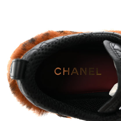 Chanel Lambskin Cheetah Print Quilted Sneakers 38.5 Brown Black 8 of 9