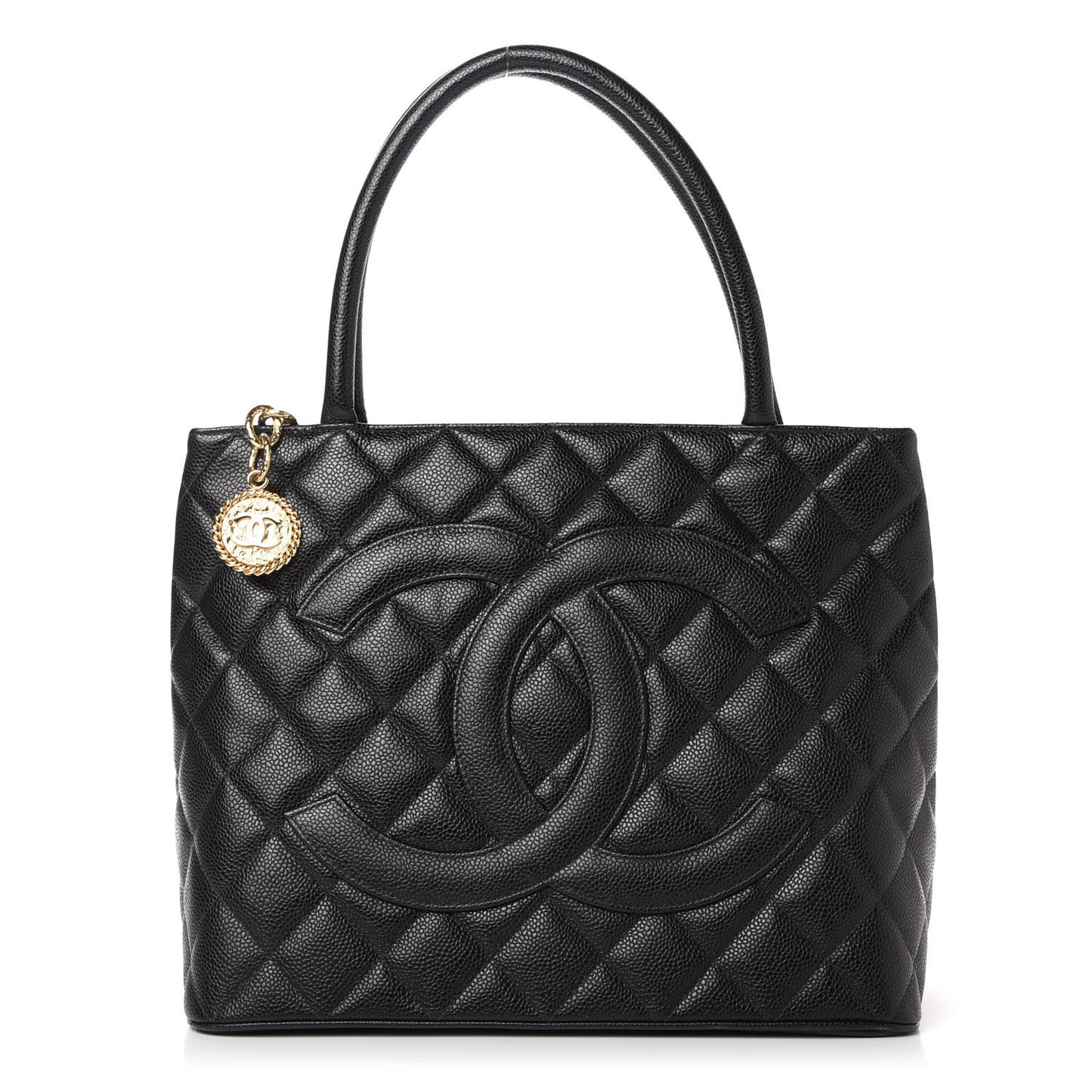 Caviar Quilted Medallion Tote Black