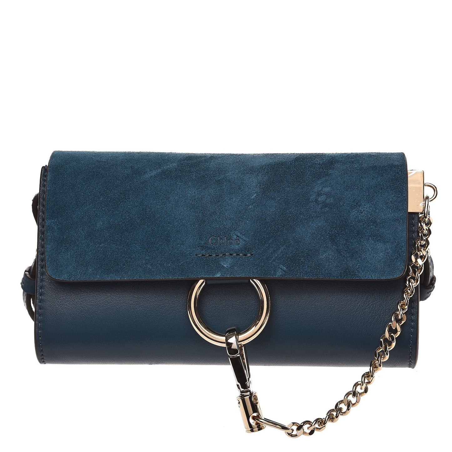 Suede Calfskin Mini Faye Shoulder Bag Majolica Blue