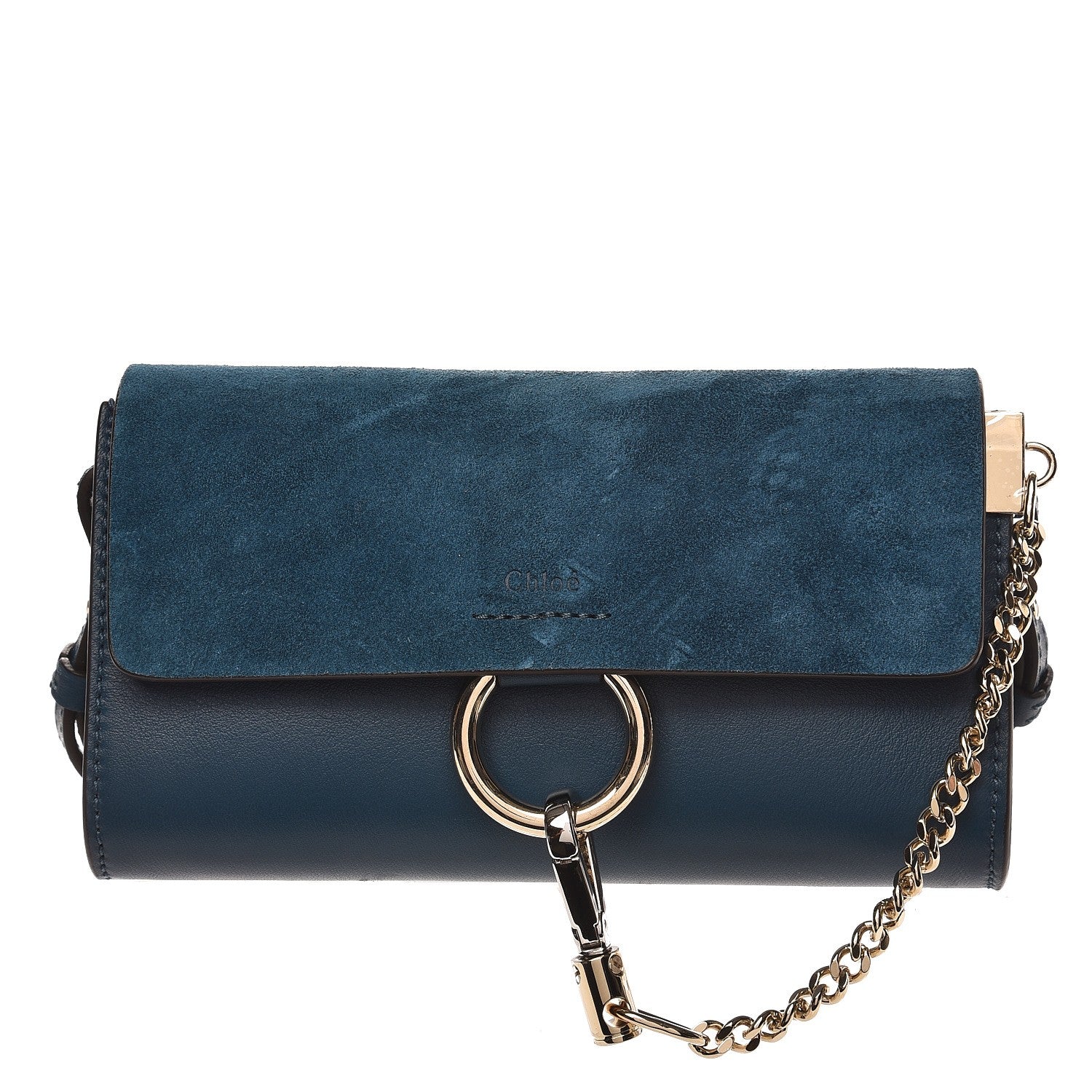 Chloe Suede Calfskin Mini Faye Shoulder Bag Majolica Blue 1 of 8
