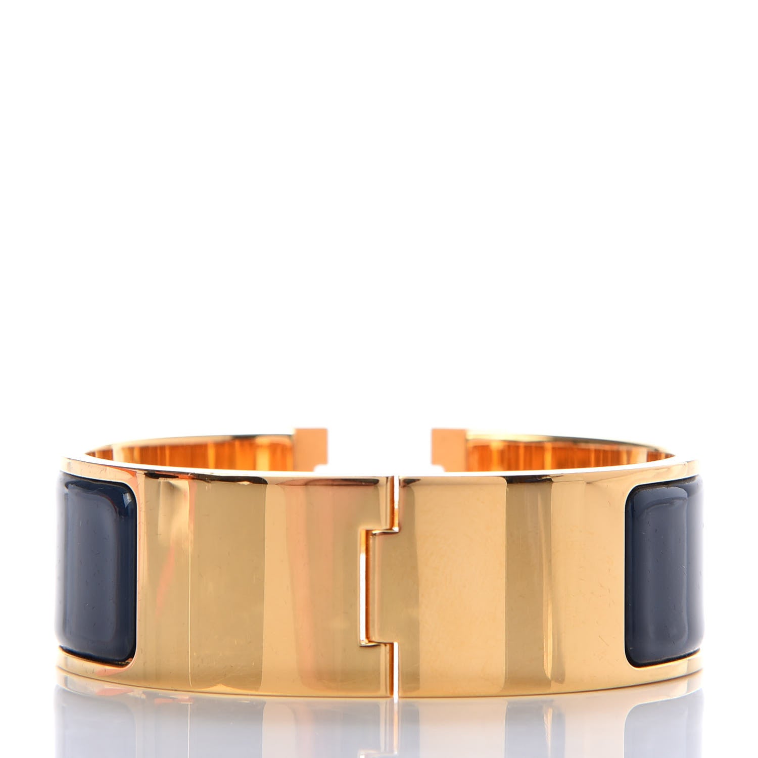 Hermes Enamel Wide Clic Clac H Bracelet PM Bleu Nuit 3 of 5