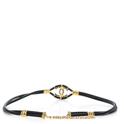 Chanel Calfskin Crystal Gripoix Poured Glass Along The Nile CC Belt 90 Black Gold 2 of 4