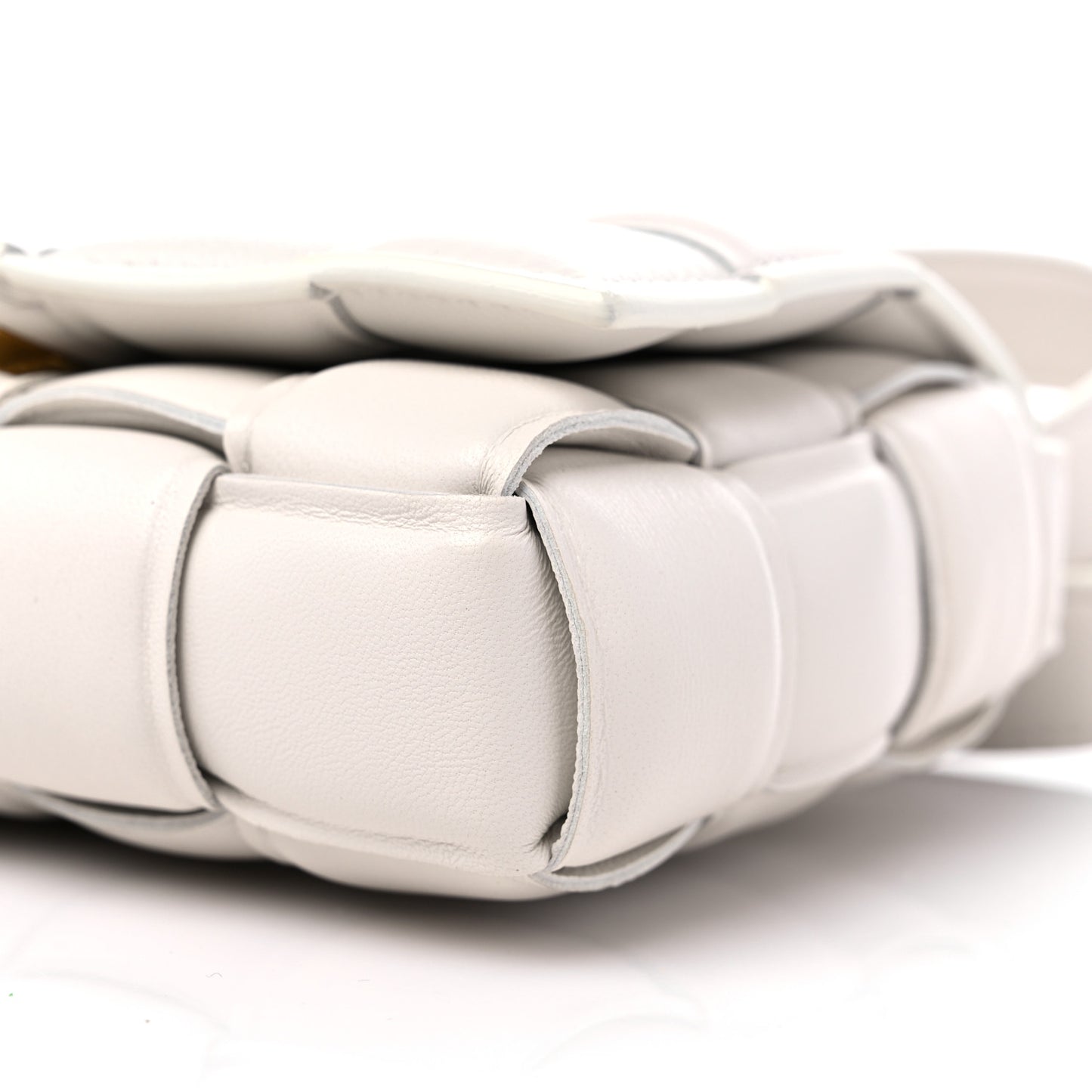 Nappa Maxi Intreccio Small Padded Cassette Crossbody Bag White