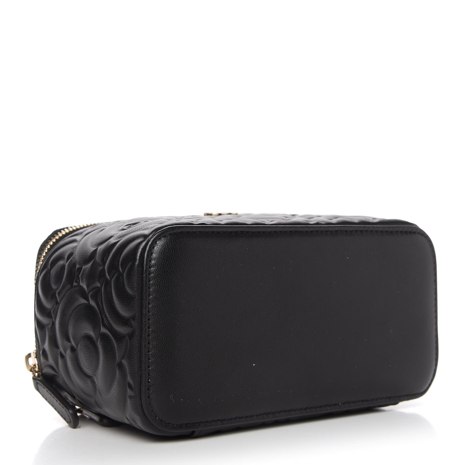 Chanel Lambskin Camellia Embossed Small Vanity Case With Chain Black 4 of 11