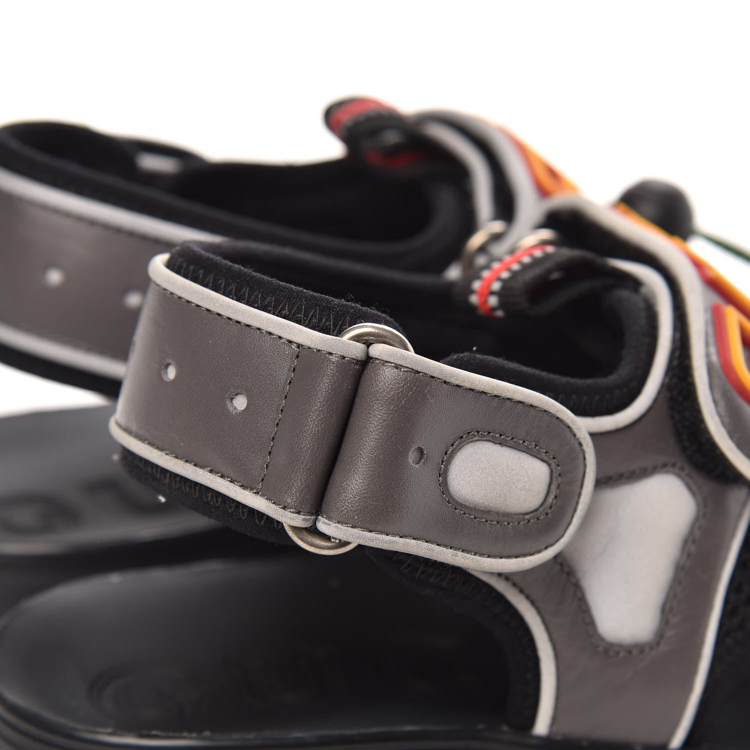 Gucci Mesh Fabric Tinsel Sport Sandals 36 Black Silver Green 8 of 8