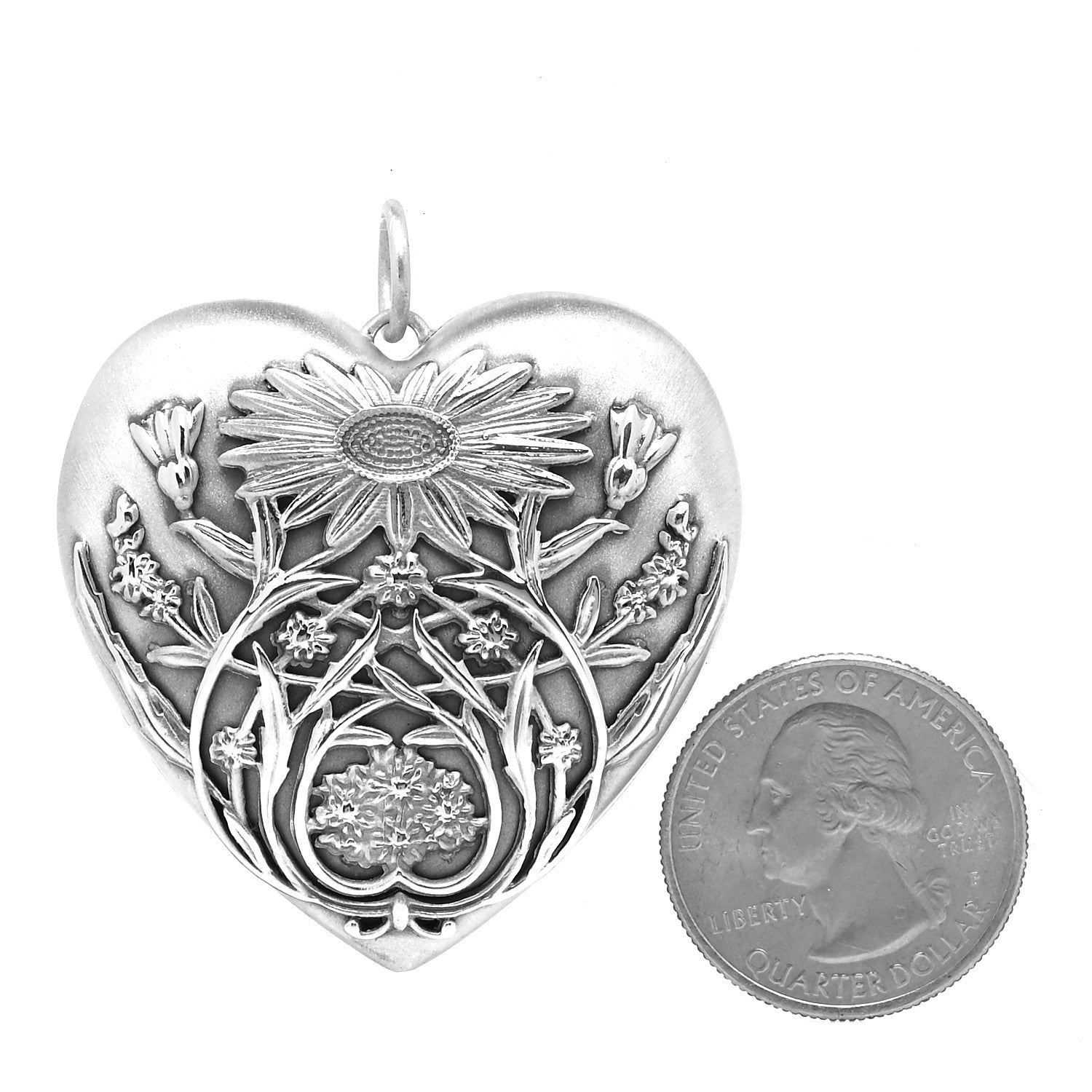 Tiffany Sterling Silver Large Ziegfeld Daisy Heart Locket Pendant 2 of 6