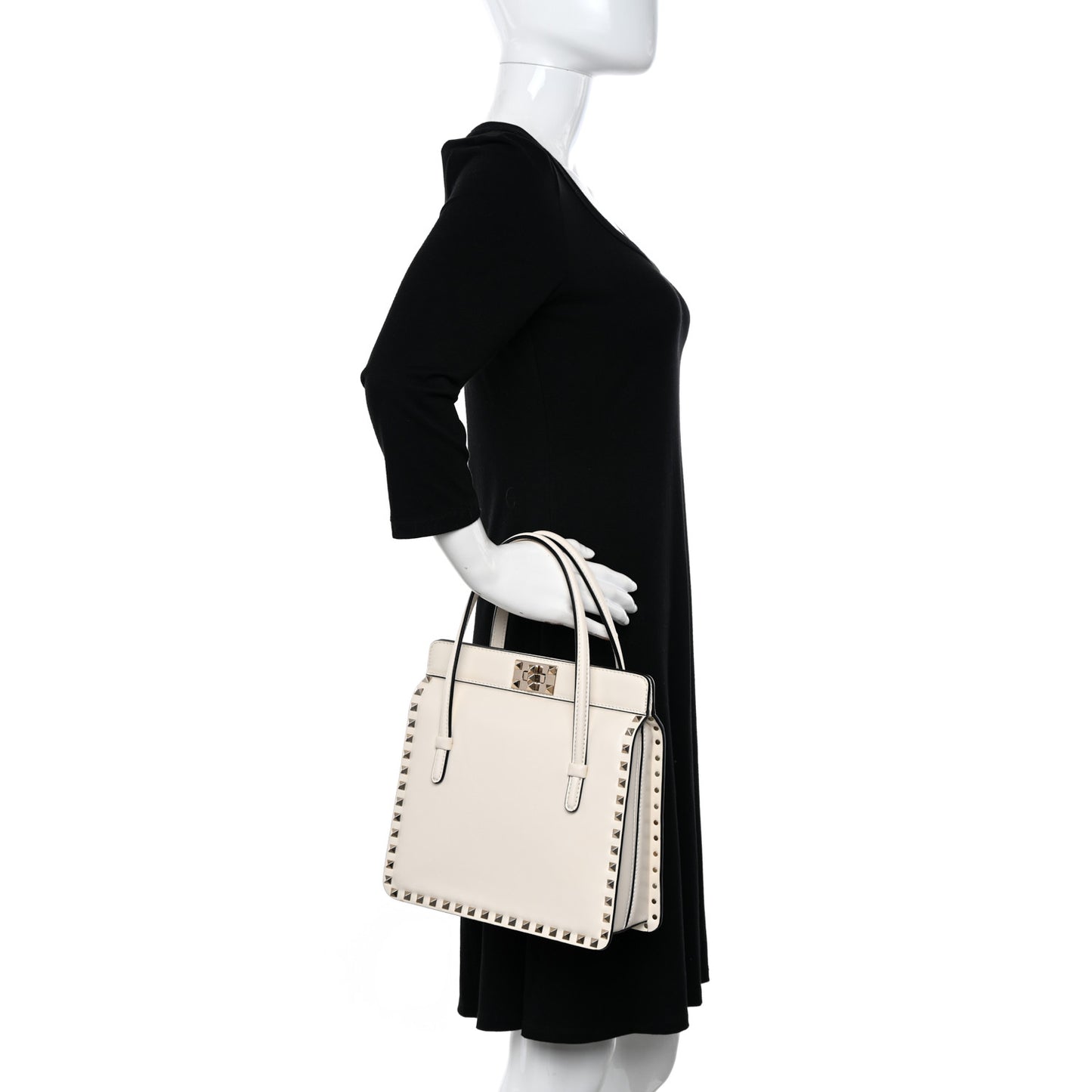 Vitello Rockstud Tote Ivory