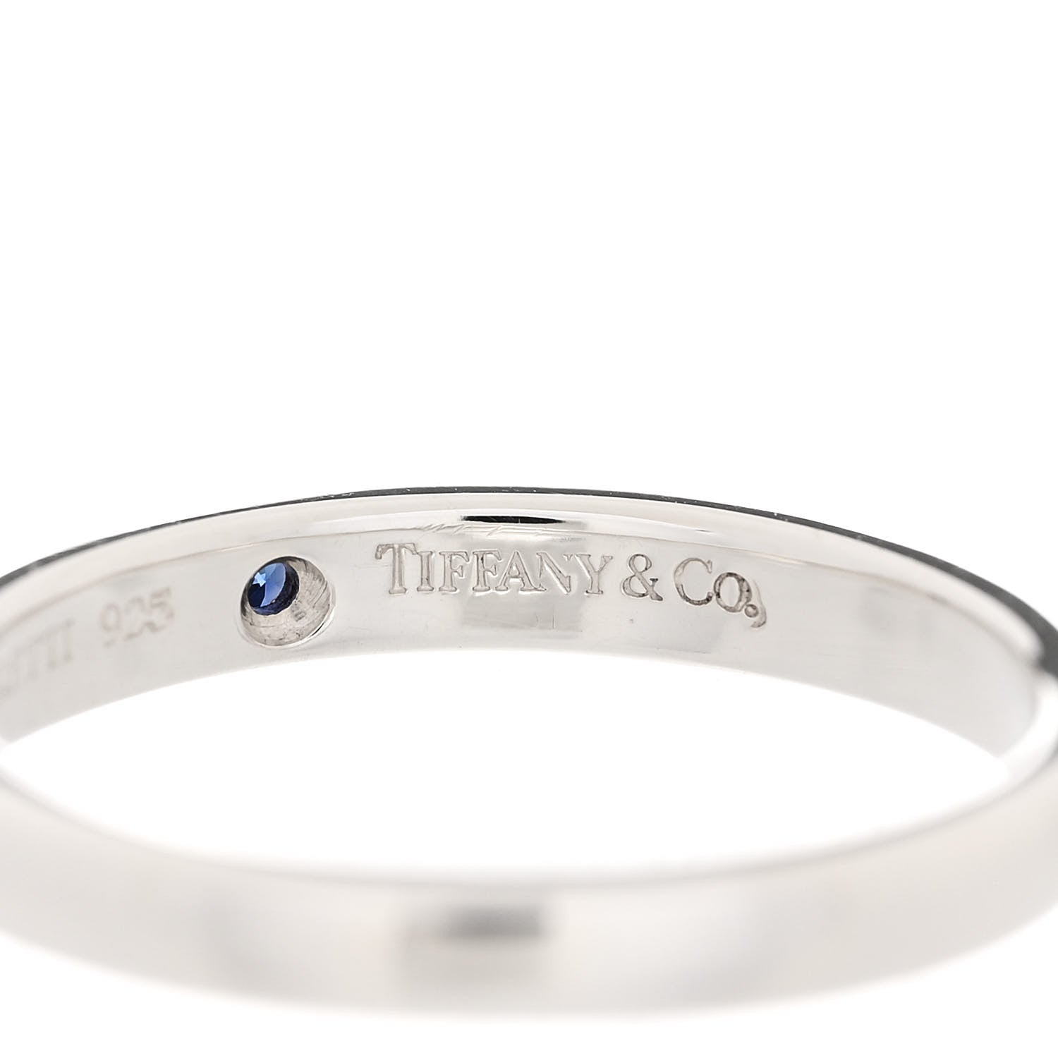 Tiffany Sterling Silver Blue Sapphire Elsa Peretti Band Ring 53 6.5 4 of 5