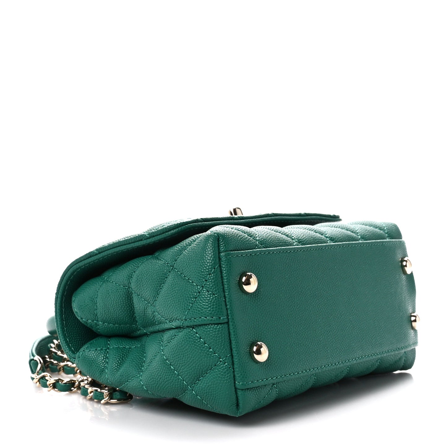 Caviar Quilted Extra Mini Coco Handle Flap Green