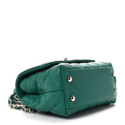 Chanel Caviar Quilted Extra Mini Coco Handle Flap Green 4 of 10