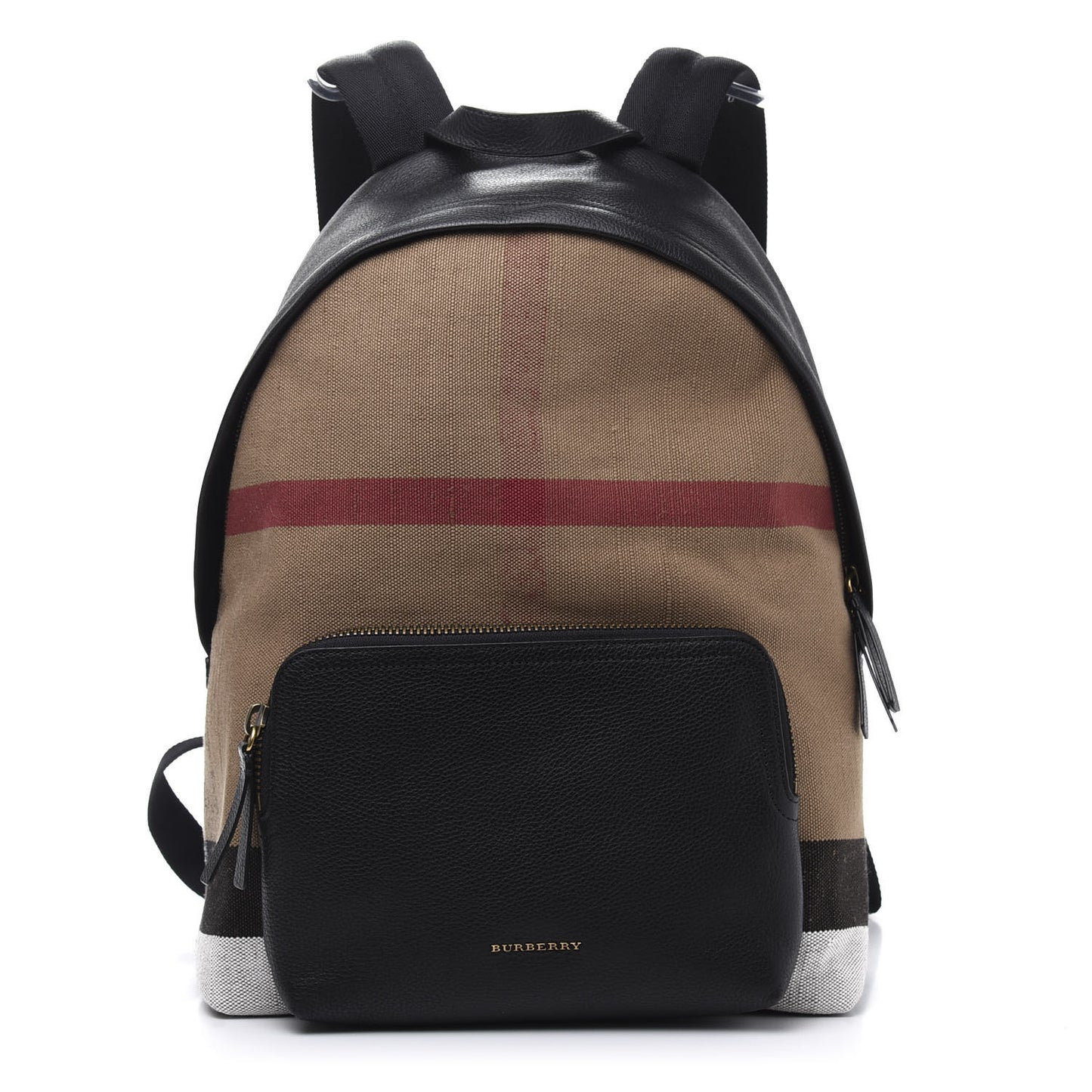 Mega Check Calfskin Abbeydale Simple Backpack Black Camel