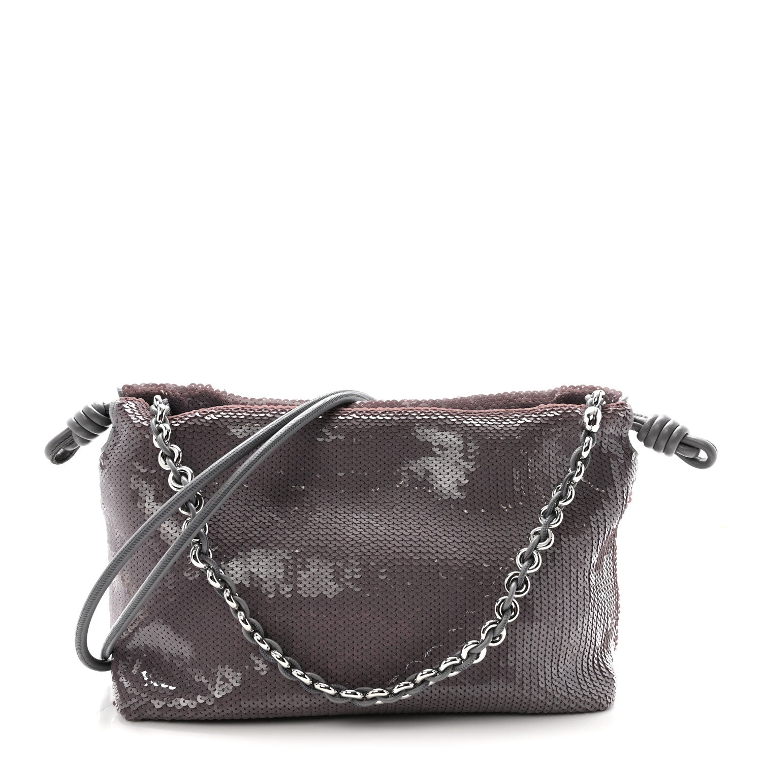 Loewe Sequin Medium Donut Chain Flamenco Knot Clutch Grey 1 of 10