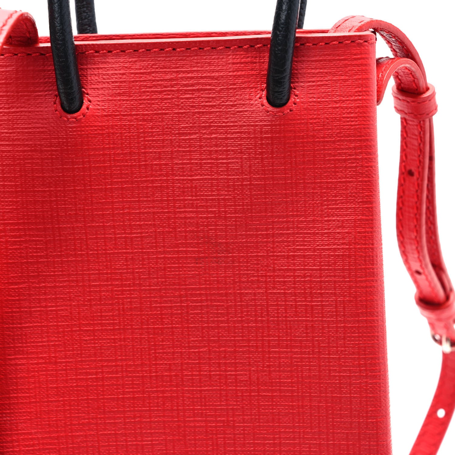 Balenciaga Squared Calfskin Logo Shopping Phone Holder Bag Red 9 of 9