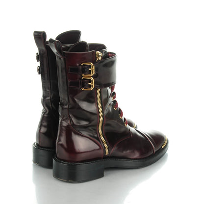 Louis Vuitton Calfskin Diplomacy Ranger Combat Boots 38.5 Red 6 of 12