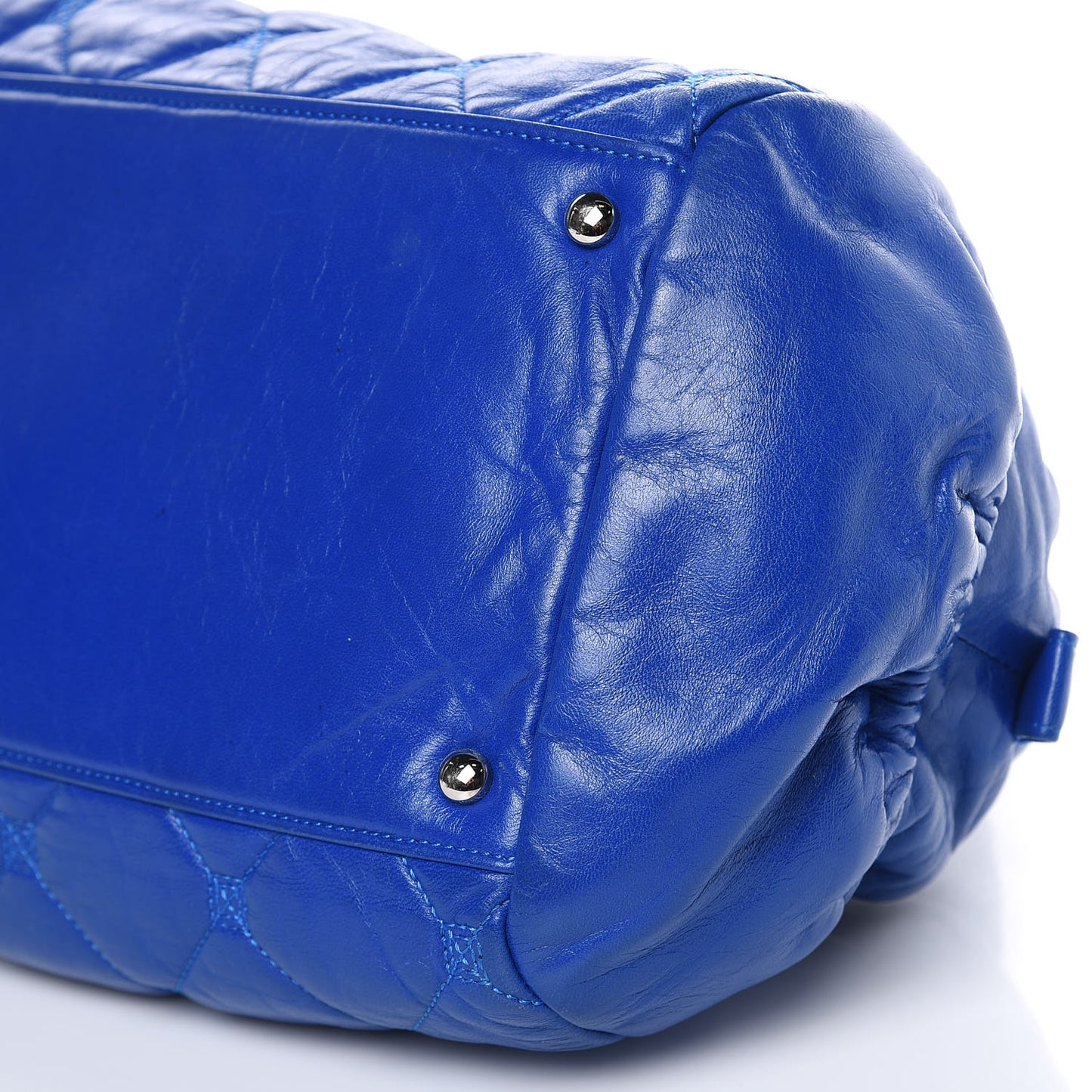 Lambskin Quilted Hidden Chain Bowler Blue