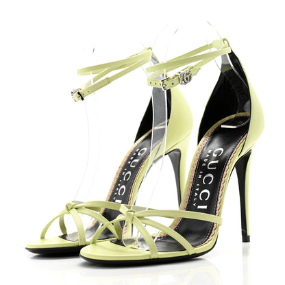 Gucci Nappa Charlotte GG Ankle Strap High Heel Sandals 36.5 Pistachio Green 3 of 11
