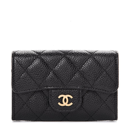 Chanel Caviar Quilted Flap Card Holder Wallet Black 1 of 8
