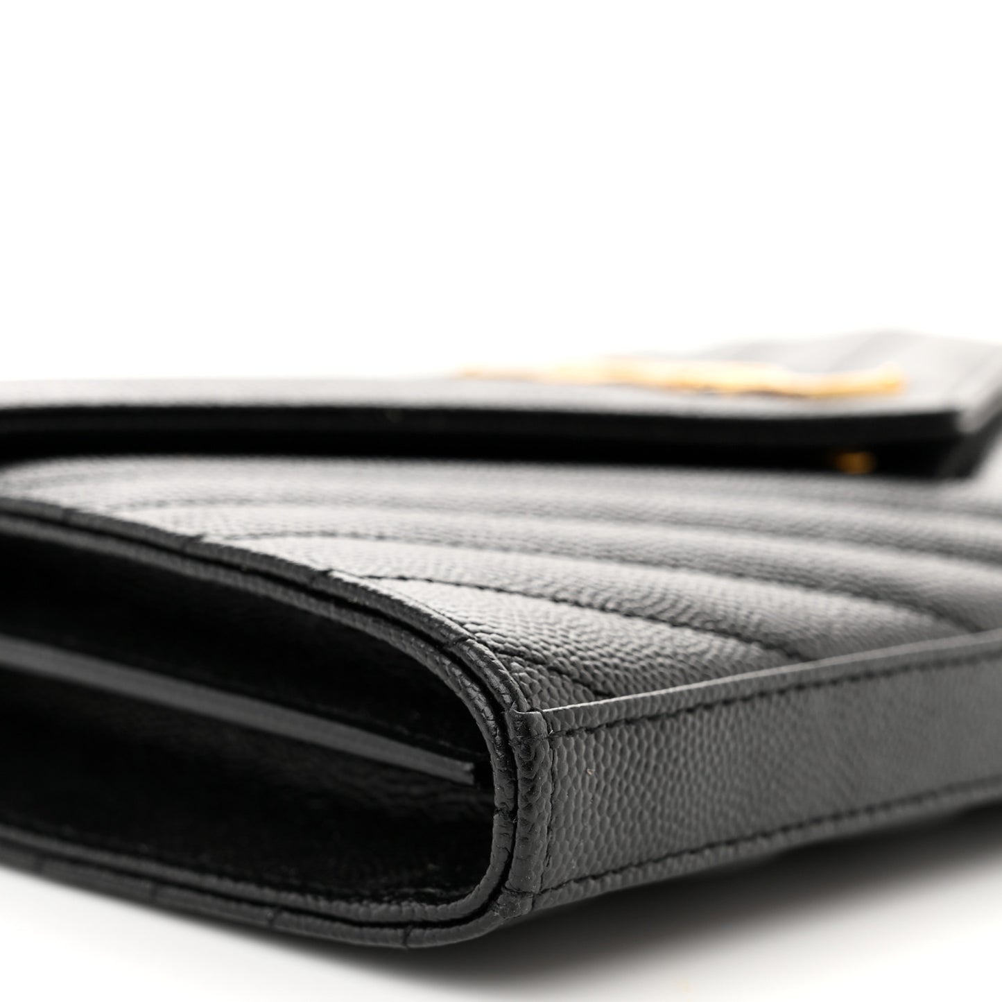 Grain De Poudre Matelasse Chevron Monogram Chain Wallet Black