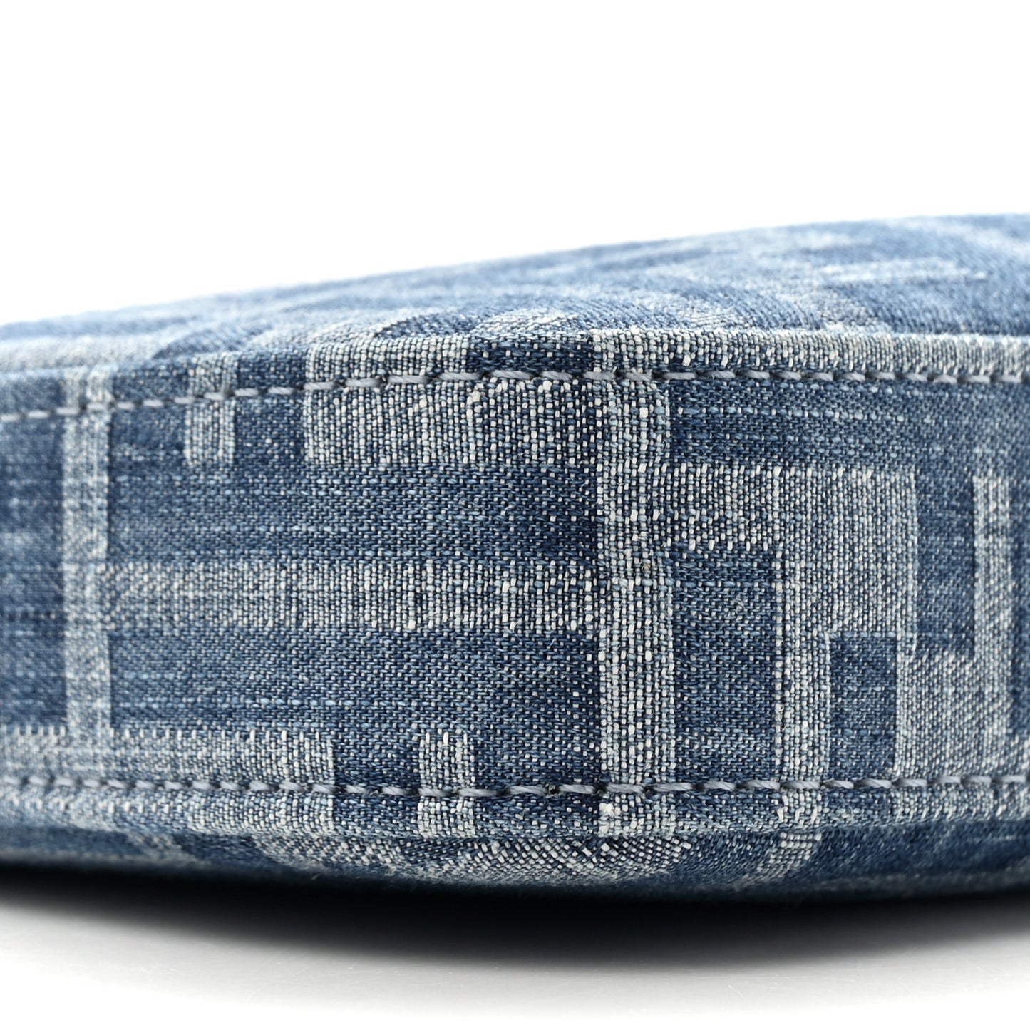 Denim Vitello King F is Fendi FF Embroidered Baguette Pouch Denim Sand